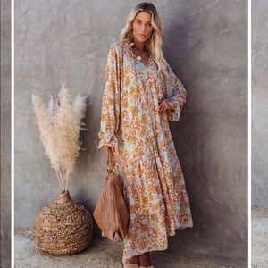 Vici Sutherland Floral Boho Maxi Dress xsmall